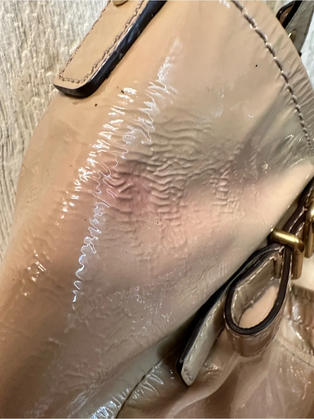 REHAB ME - Coach Blush Patent Leather Hobo with Gold Hardware